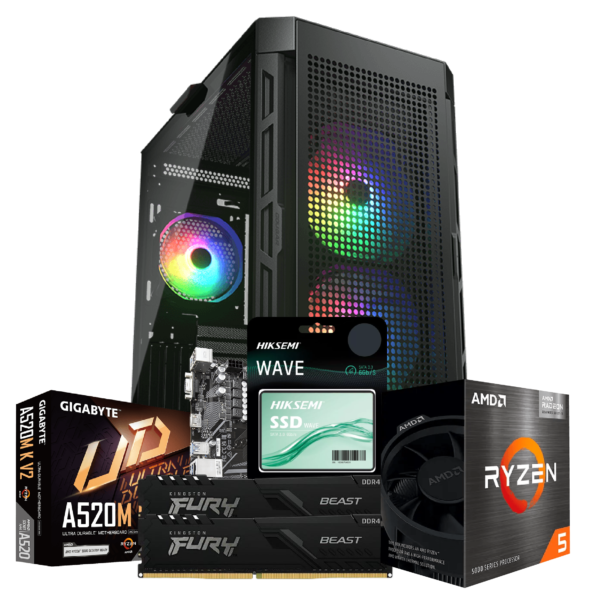 RYZEN 5 5600GT | A520M | 16GB DE RAM | SSD 480GB | FUENTE 500W