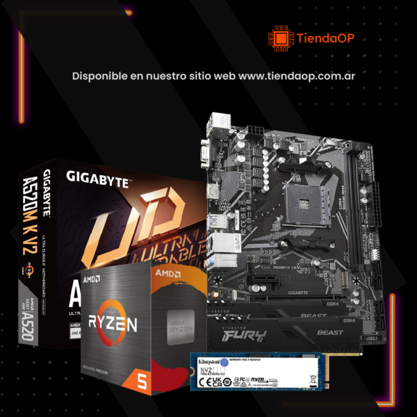 COMBO DE ACTUALIZACION RYZEN 5 5500+ A520M K + 16GB RAM + SSD M.2 NVME 1TB