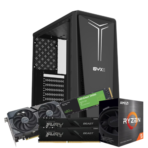 RYZEN 5 5500 | MOTHER B550M | 16GB DE RAM DDR4 | SSD M.2 500GB | RTX 4060 8GB | EZQ22