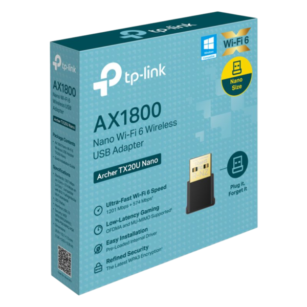 ADAPTADOR WIFI TP-LINK ARCHER TX20U NANO AX1800 WIFI 6 USB