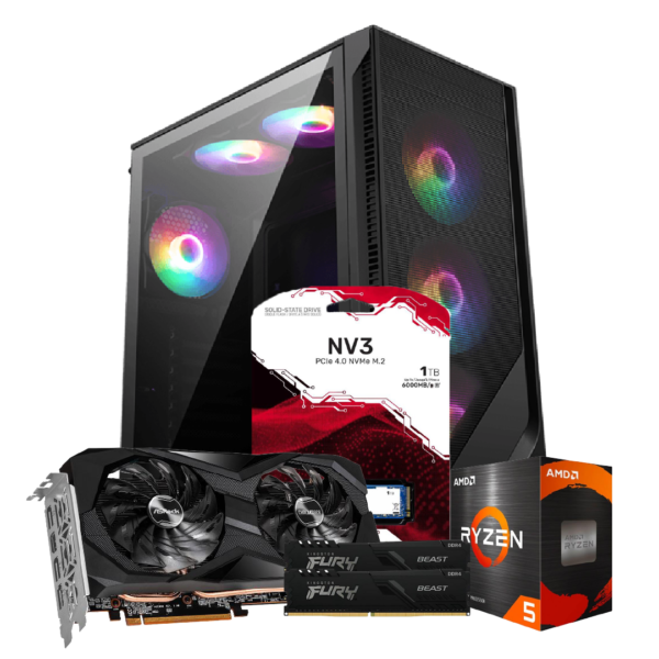 RYZEN 5 5600X | B550M | 16GB DDR4 | SSD 1TB | RX 7600 | 550W