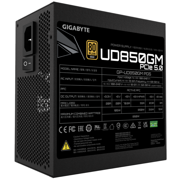 FUENTE GIGABYTE UD850GM PG5 850W 80 PLUS GOLD - Imagen 2