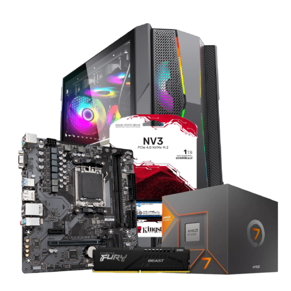 RYZEN 7 8700G | MOTHER A620M | 16GB DDR5 | SSD M.2 1TB | TYPHOON | 550W