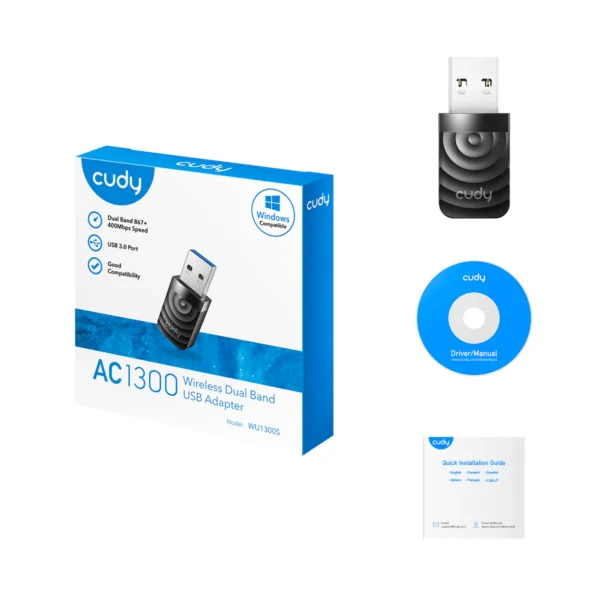 PLACA DE RED WIFI CUDY AC1300 USB - Imagen 2