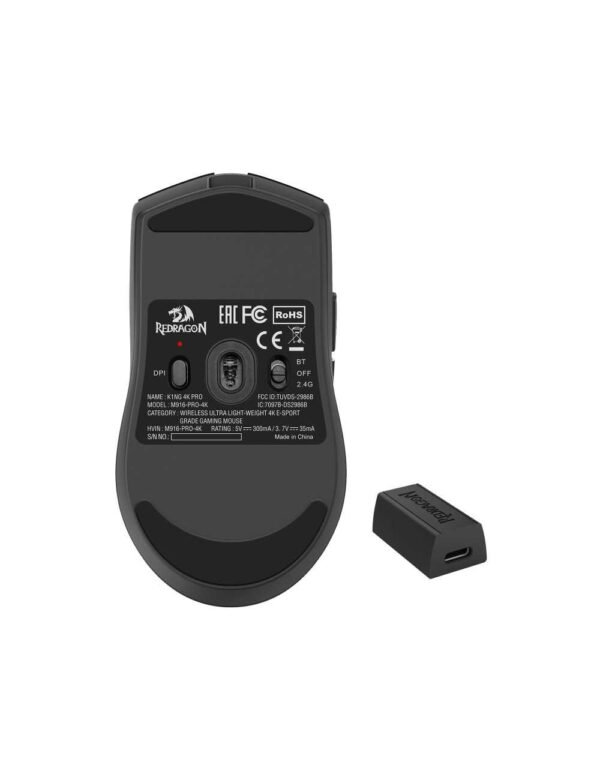 MOUSE REDRAGON KING PRO BLACK WIRELESS - Imagen 3