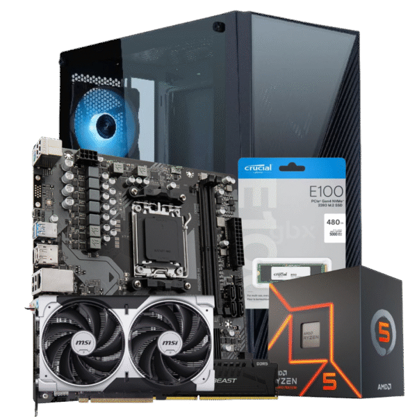 RYZEN 5 8400F | MOTHER A620M | 16GB RAM DDR5 | M.2 480GB | RTX 5050 |  650W | EVOLABS DUALITY