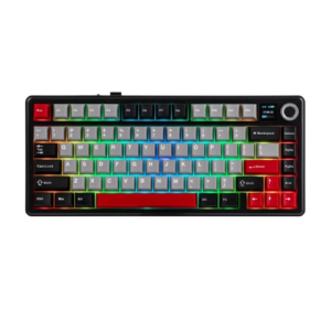 TECLADO AULA F75 BLACK CASE + BLACK-GREY-RED WIRELESS 75% RGB SW REAPER